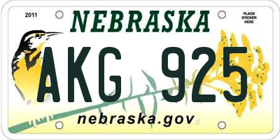 NE license plate AKG925