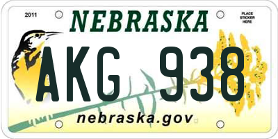 NE license plate AKG938