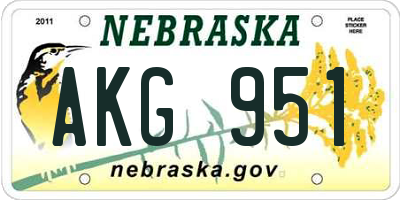 NE license plate AKG951