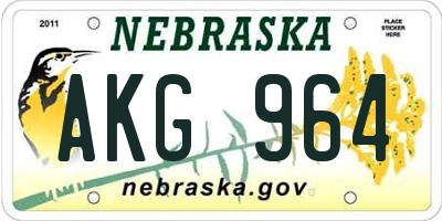 NE license plate AKG964