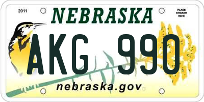 NE license plate AKG990