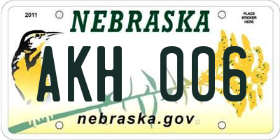 NE license plate AKH006