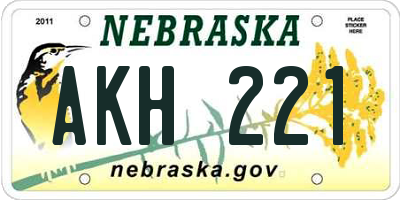 NE license plate AKH221