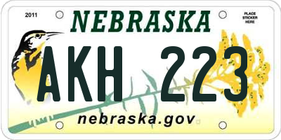 NE license plate AKH223