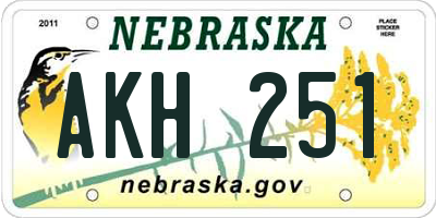 NE license plate AKH251