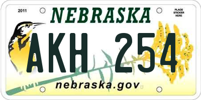 NE license plate AKH254