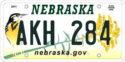 NE license plate AKH284