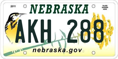 NE license plate AKH288