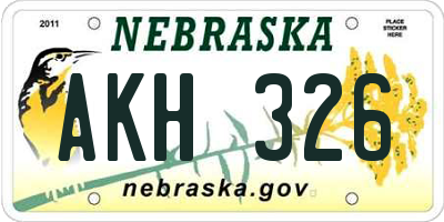 NE license plate AKH326