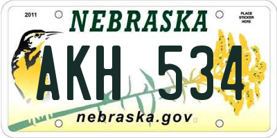 NE license plate AKH534