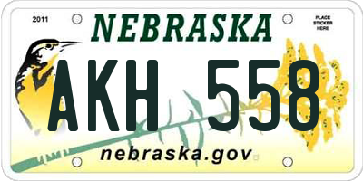 NE license plate AKH558