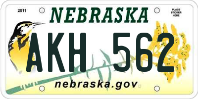 NE license plate AKH562