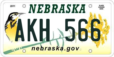 NE license plate AKH566