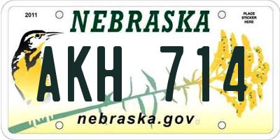 NE license plate AKH714