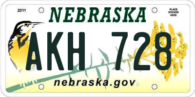 NE license plate AKH728