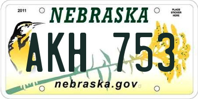 NE license plate AKH753
