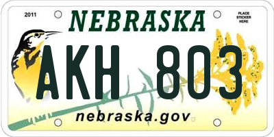 NE license plate AKH803