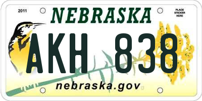 NE license plate AKH838