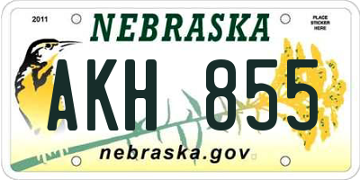 NE license plate AKH855
