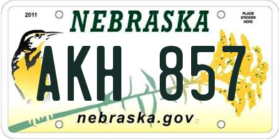 NE license plate AKH857