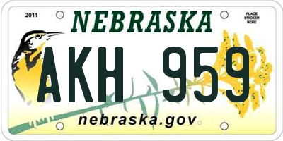 NE license plate AKH959