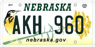 NE license plate AKH960