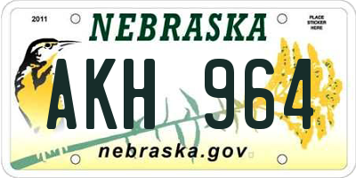 NE license plate AKH964