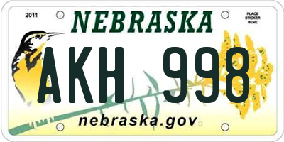 NE license plate AKH998