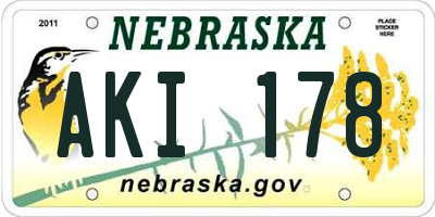NE license plate AKI178