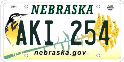 NE license plate AKI254