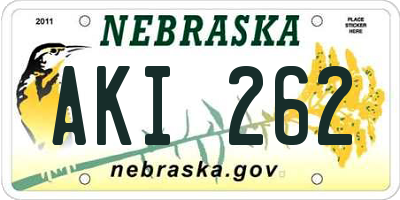 NE license plate AKI262