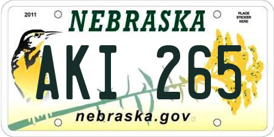 NE license plate AKI265