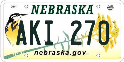 NE license plate AKI270