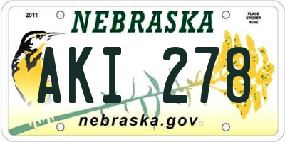 NE license plate AKI278