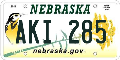 NE license plate AKI285