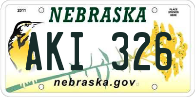 NE license plate AKI326