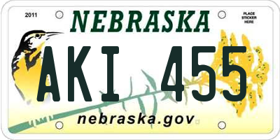 NE license plate AKI455