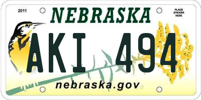 NE license plate AKI494