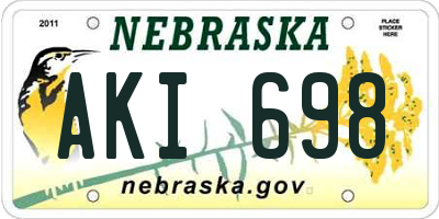 NE license plate AKI698