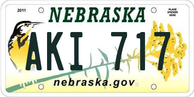 NE license plate AKI717