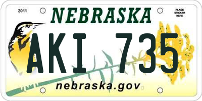 NE license plate AKI735