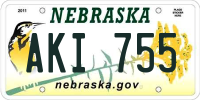 NE license plate AKI755