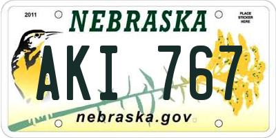 NE license plate AKI767
