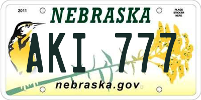 NE license plate AKI777