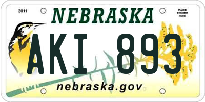 NE license plate AKI893