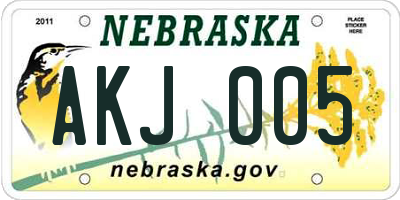 NE license plate AKJ005