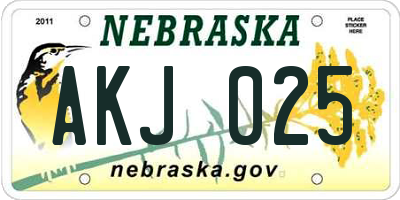 NE license plate AKJ025