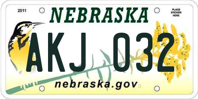 NE license plate AKJ032