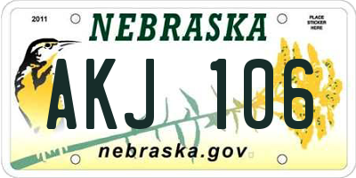 NE license plate AKJ106