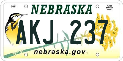 NE license plate AKJ237